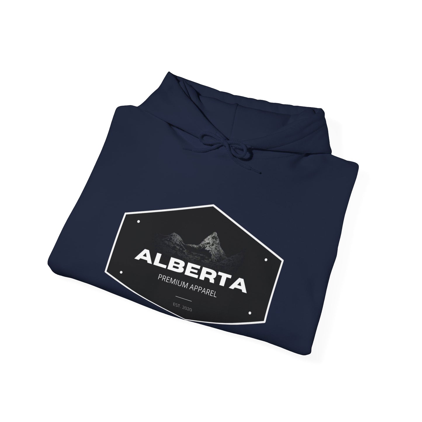 Alberta Hex Logo Hoodie — Vintage Mountain Crest Sweatshirt