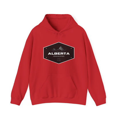 Alberta Hex Logo Hoodie — Vintage Mountain Crest Sweatshirt