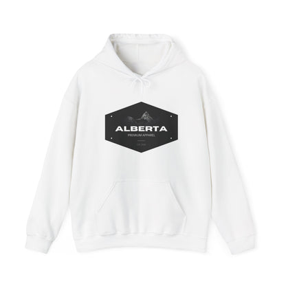 Alberta Hex Logo Hoodie — Vintage Mountain Crest Sweatshirt