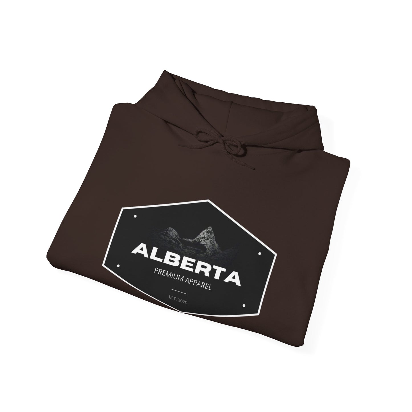 Alberta Hex Logo Hoodie — Vintage Mountain Crest Sweatshirt