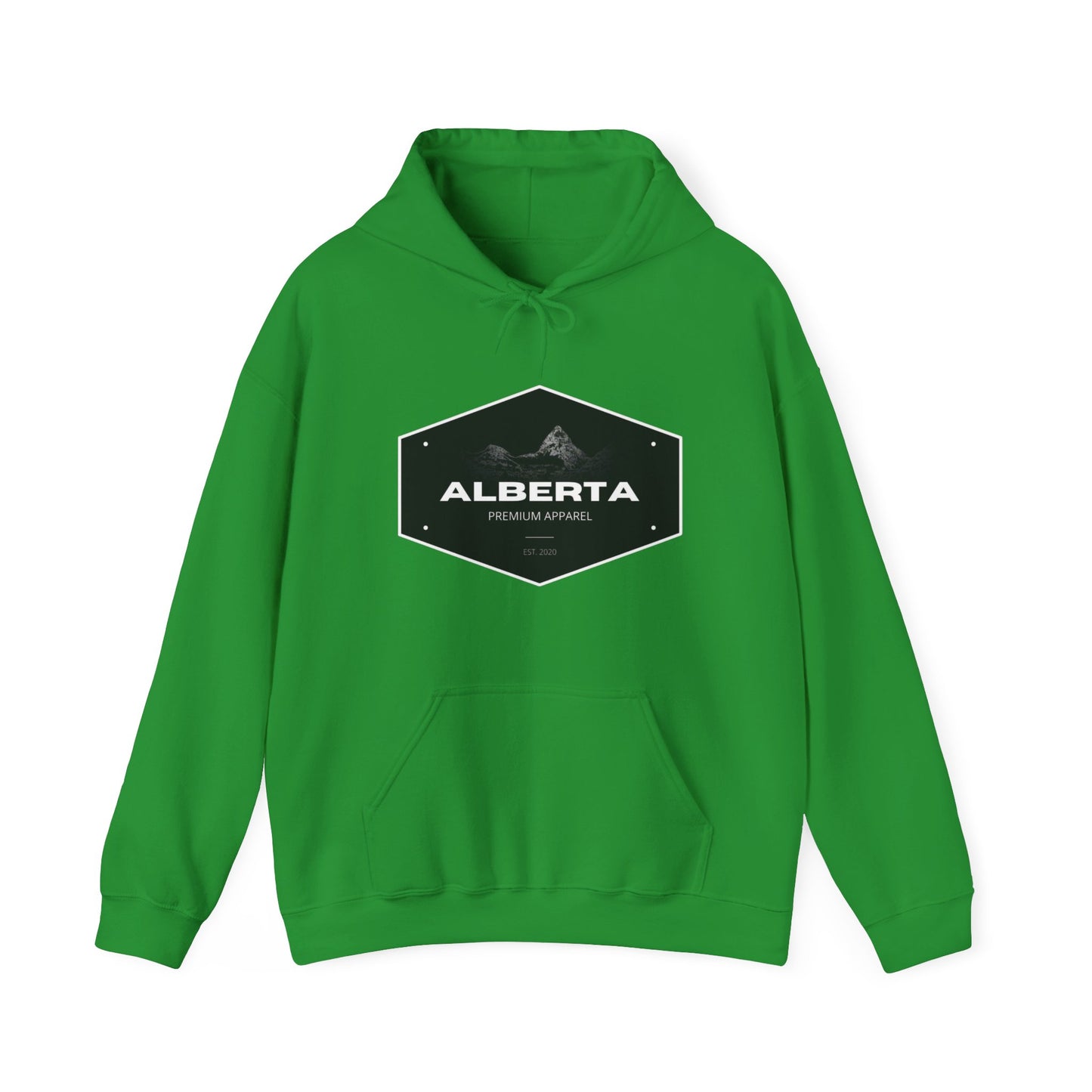 Alberta Hex Logo Hoodie — Vintage Mountain Crest Sweatshirt