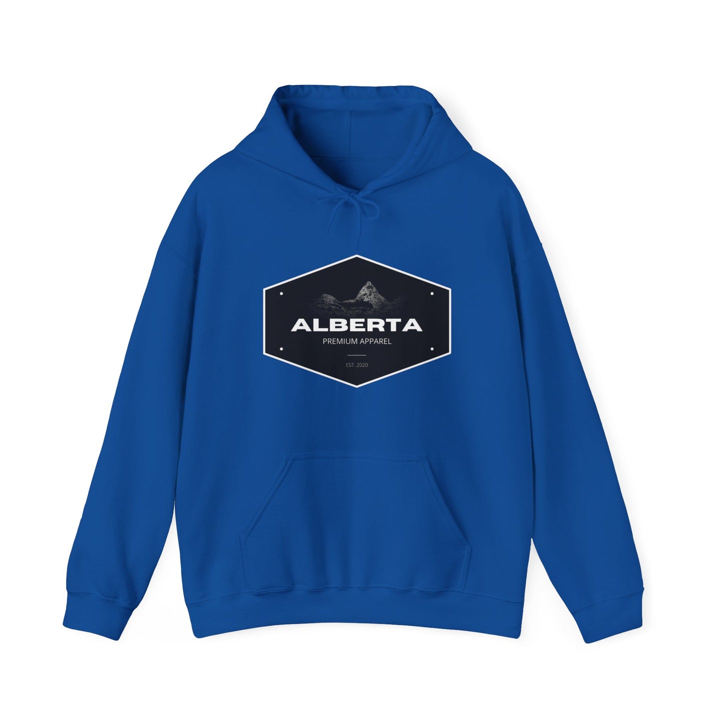Alberta Hex Logo Hoodie — Vintage Mountain Crest Sweatshirt